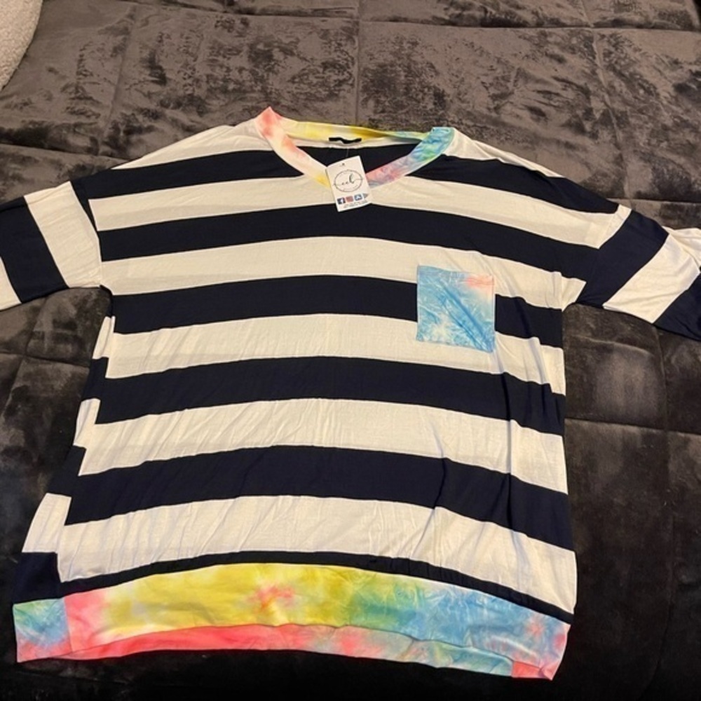 Blumin Striped Kids Shirt with Tie-Dye Accents